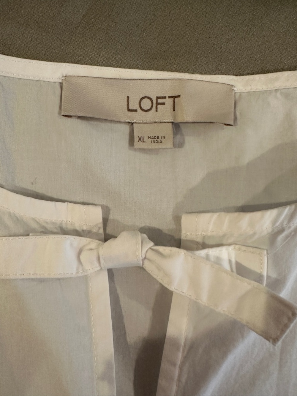 LOFT White Tie-Front Puff Sleeve Blouse - Picture 3 of 3